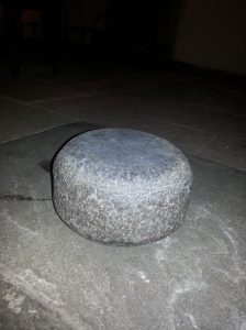 A large granite rounded stone used for curling