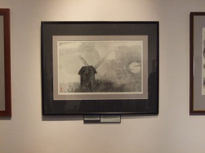 A picture of a windmill, one of the artworks in the exhibition.