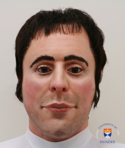Forensically reconstructed Head of Robert Burns Facial depiction produced by Prof Caroline Wilkinson, Dr Chris Rynn, Caroline Erolin and Janice Aitken from the University of Dundee 