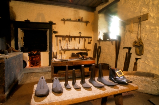 Interior shot of Souter Johnnie's Cottage - showing the workshop