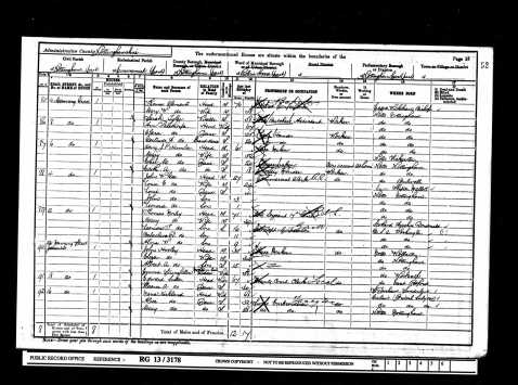 Morley and family residing in Nottingham in the 1901census